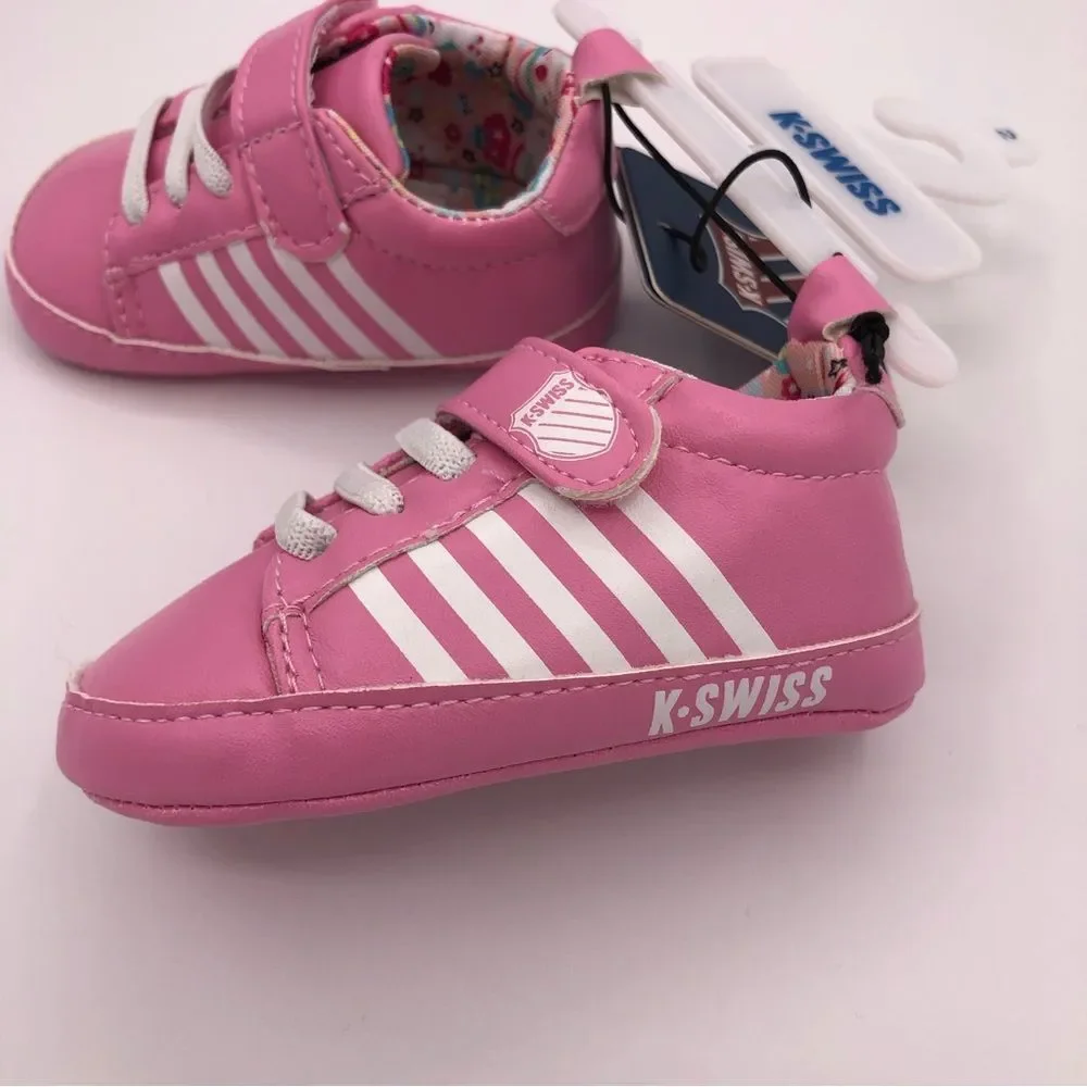 K-Swiss Pink and White Striped Sneaker Baby Girls size 2 NWT 3-6 Month Soft Sole